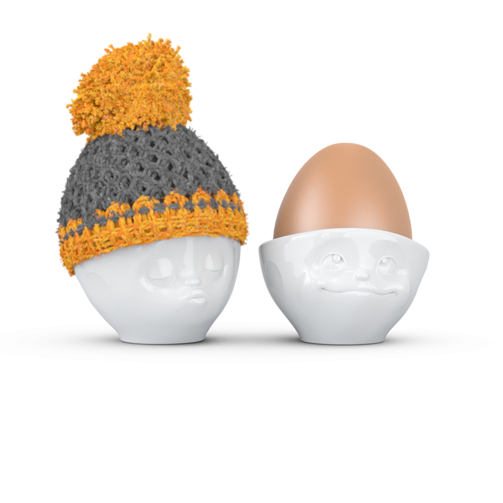 Eierbecher Mütze / Eierwärmer grau/orange